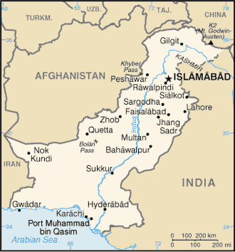 Karte Pakistans.