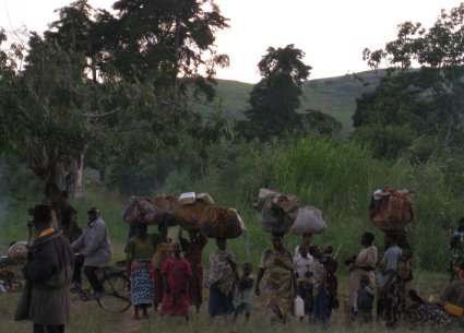 Flüchtlinge im Gebiet von Songolo, 40 Km südlich von Bunia, 30.10.2008.