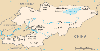 Cartina del Kirghizistan.