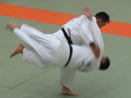 Due judoka in combattimento.