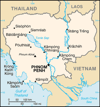 Cartina della Cambogia