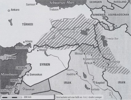Cartina del Kurdistan