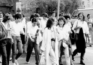 1985 - Manifestazione delle lavoratrici in cassa integrazione, Aosta. 'Le chemin du S.A.V.T. 1952-2002', 2002