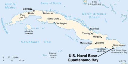 Die Lage der Guantanamo-Bucht.