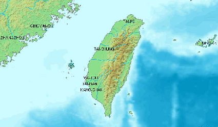 Landkarte Taiwans. Foto: Wikimedia Commons.