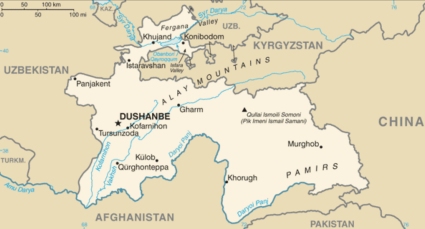 Cartina del Tagikistan.