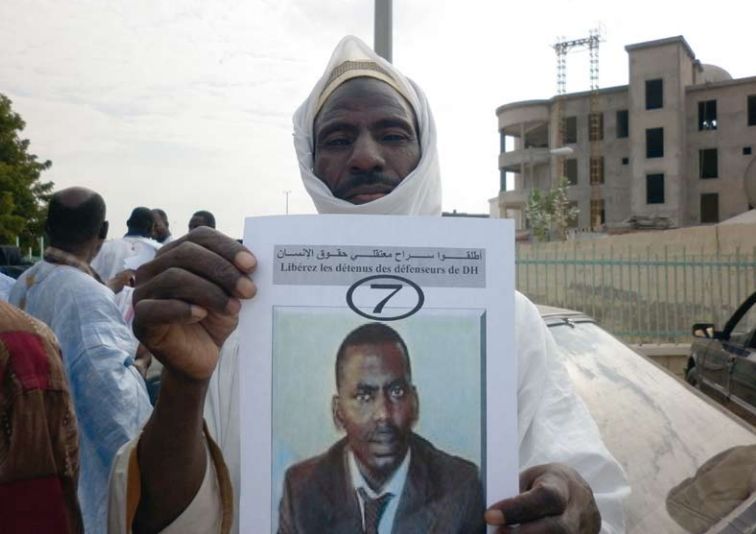 Demonstration zur Freilassung von Biram Dah Abeid 2011. Er wurde schon mehrmals verhaftet. Foto: IRA.