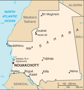 Cartina della Mauritania.