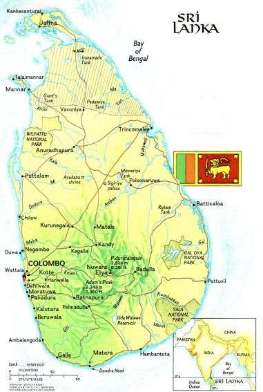 Cartina dello Sri Lanka.