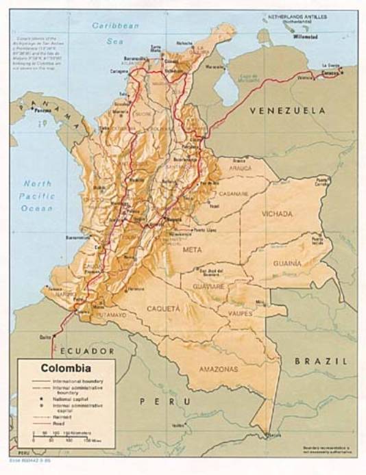 Cartina della Colombia.