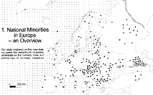 Map of the national minorities in Europe