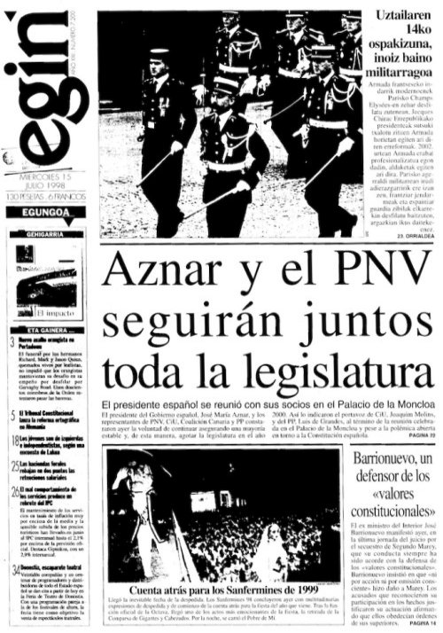 Egin, ultima edizione, 15 luglio 1998.