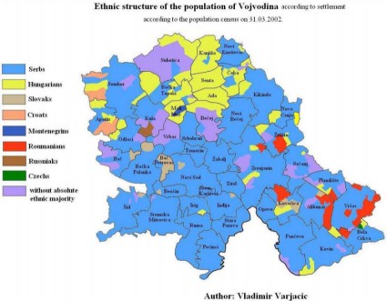 Cartina etnica della Vojvodina.