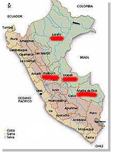 Karte mit den Territorien der Shipibo Konibo in Peru. Quelle: Web Promperù.