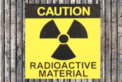 Schild: Caution radioactive material