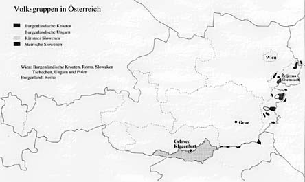 Siedlungsgebiet der Volksgruppen in Österreich
