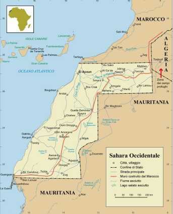 Mapa del Sáhara occidental