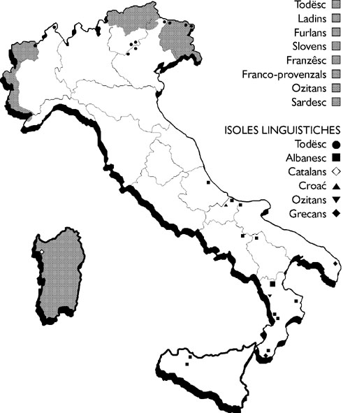 Innerhalb des Nationalstaates Italien gab es schon immer verschiedene ethnische Minderheiten mit eigener Sprache und Kultur.
